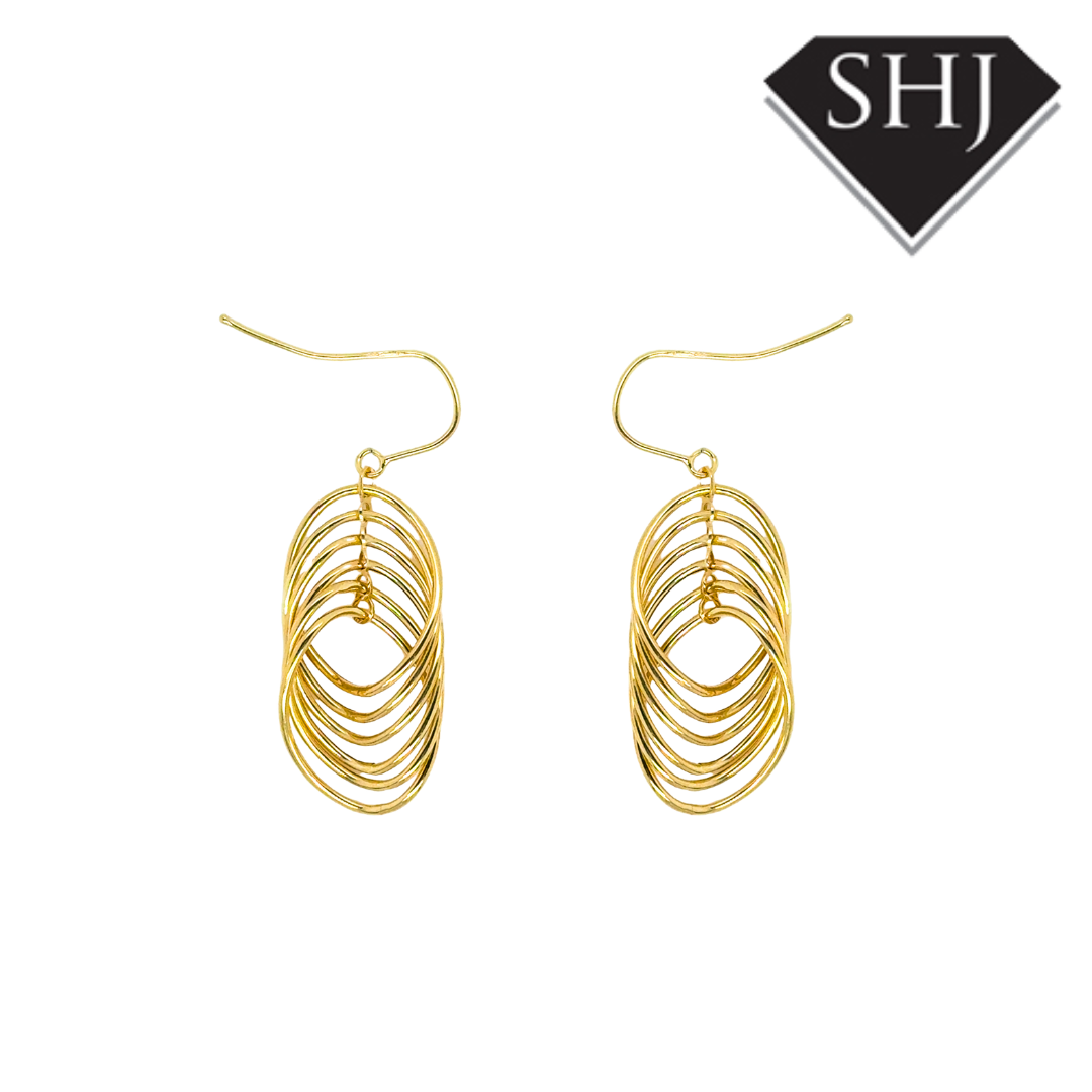 9ct Yellow Gold Oval Twist Drop Earring