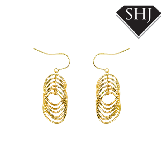 9ct Yellow Gold Oval Twist Drop Earring