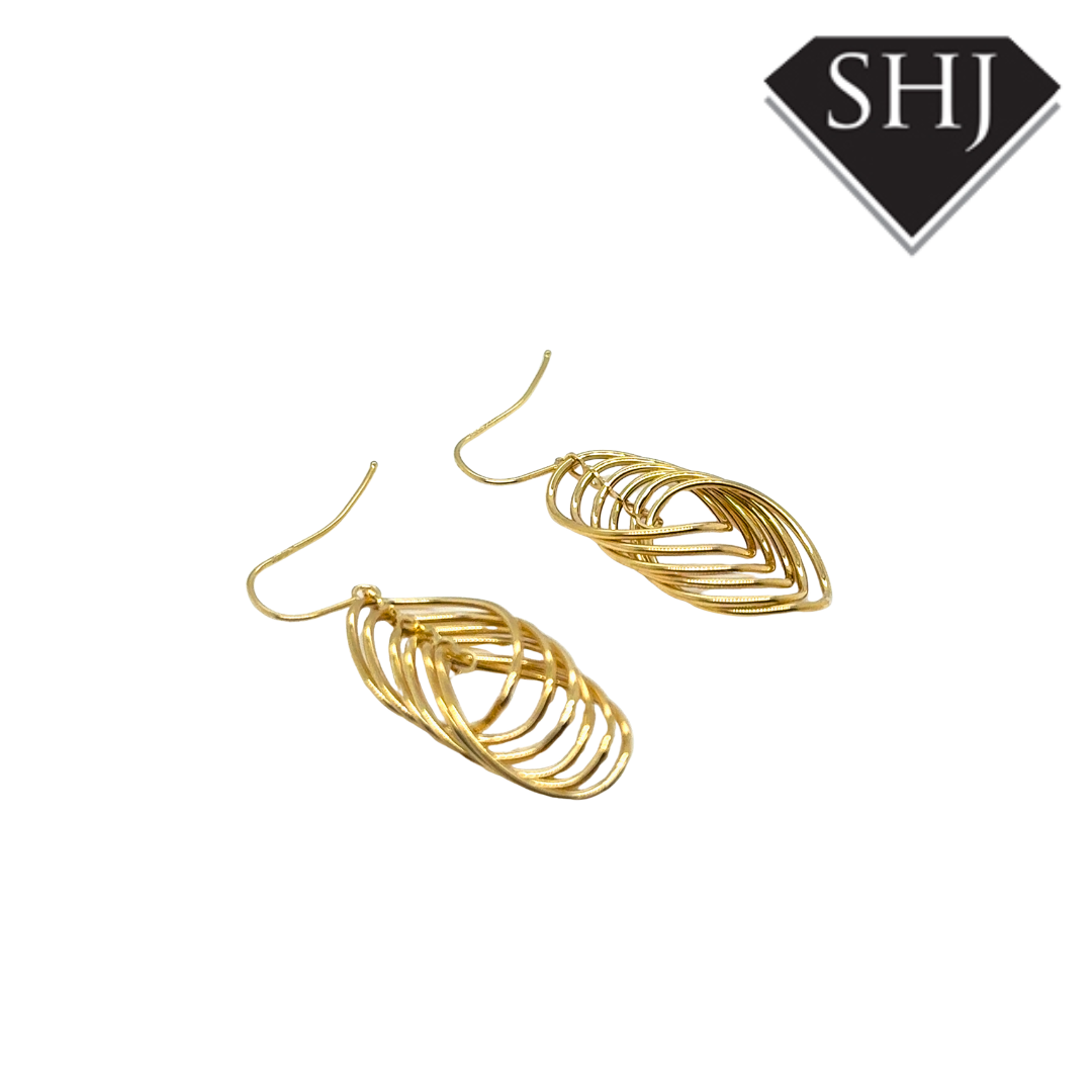 9ct Yellow Gold Oval Twist Drop Earring