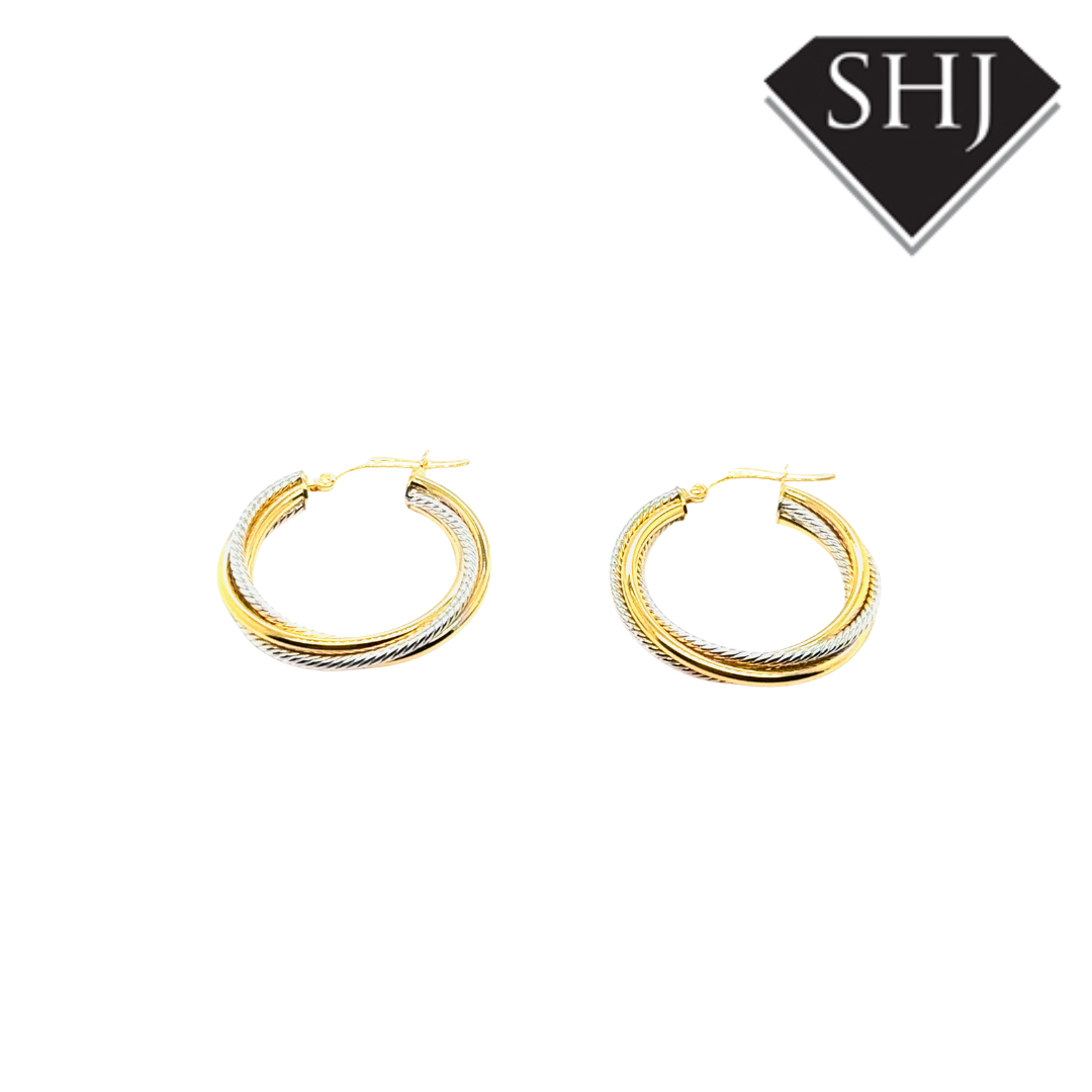 9ct Yellow/White Gold Hoop Earrings