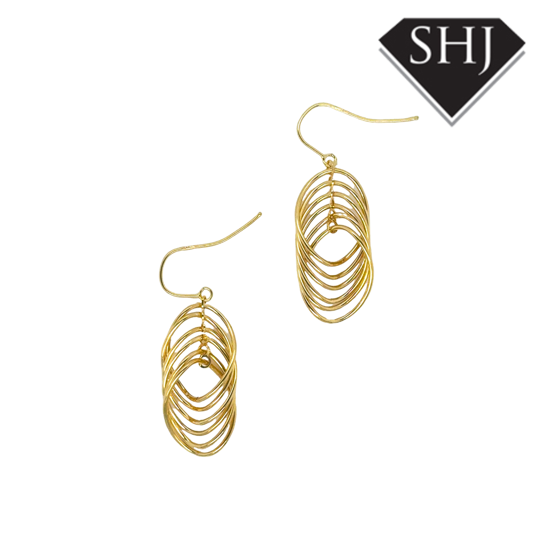 9ct Yellow Gold Oval Twist Drop Earring