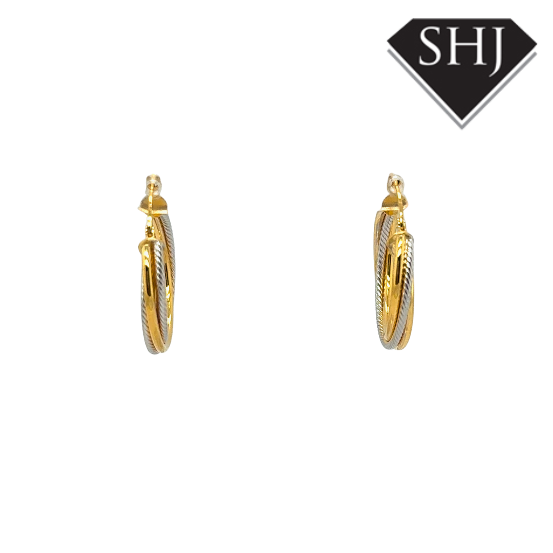 9ct Yellow/White Gold Hoop Earrings