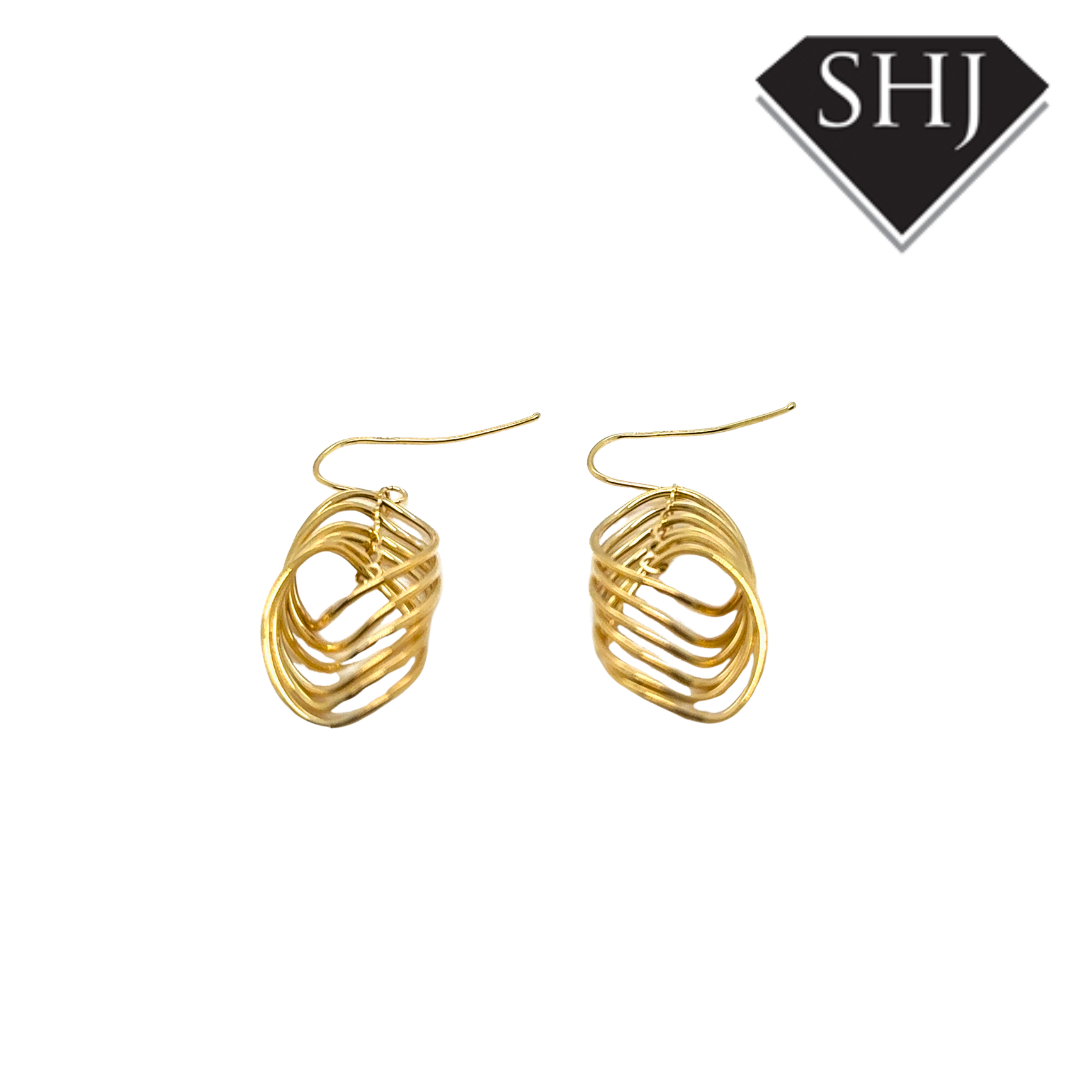 9ct Yellow Gold Oval Twist Drop Earring