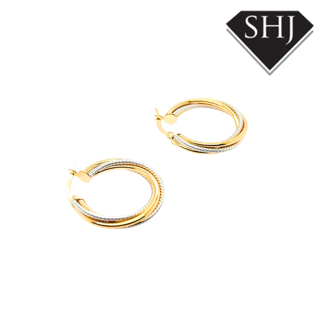 9ct Yellow/White Gold Hoop Earrings