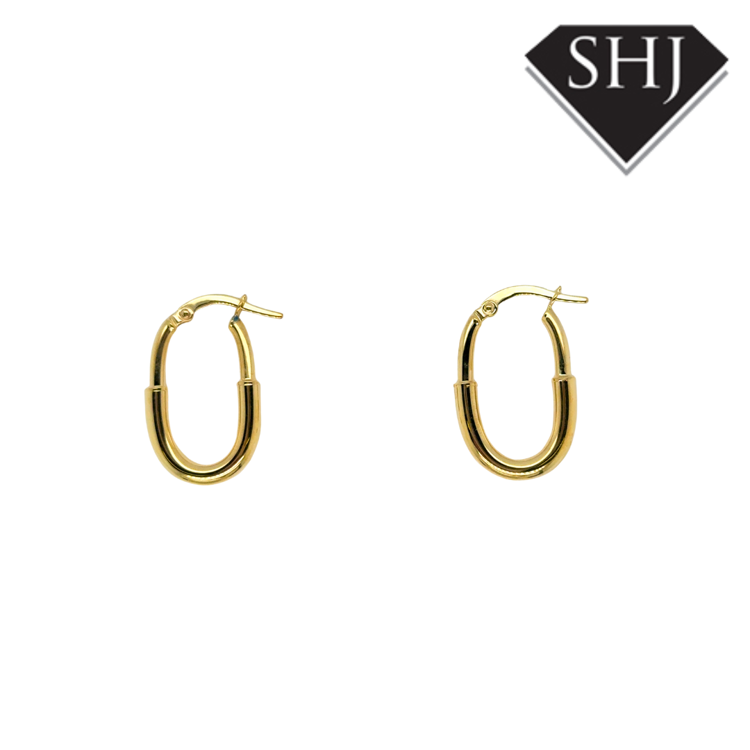 9ct Yellow Gold Oval Hoop Earrings