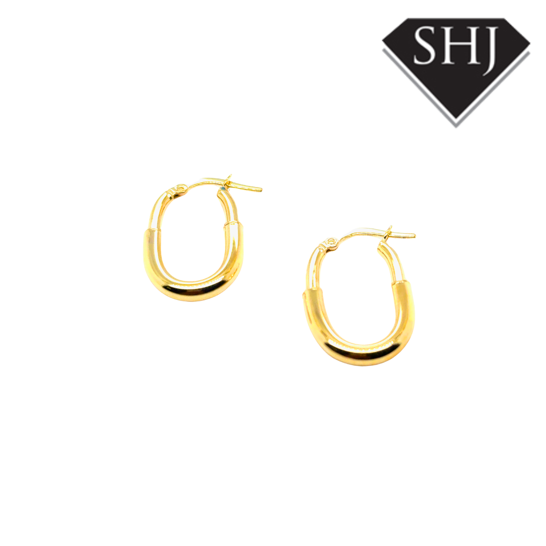 9ct Yellow Gold Oval Hoop Earrings