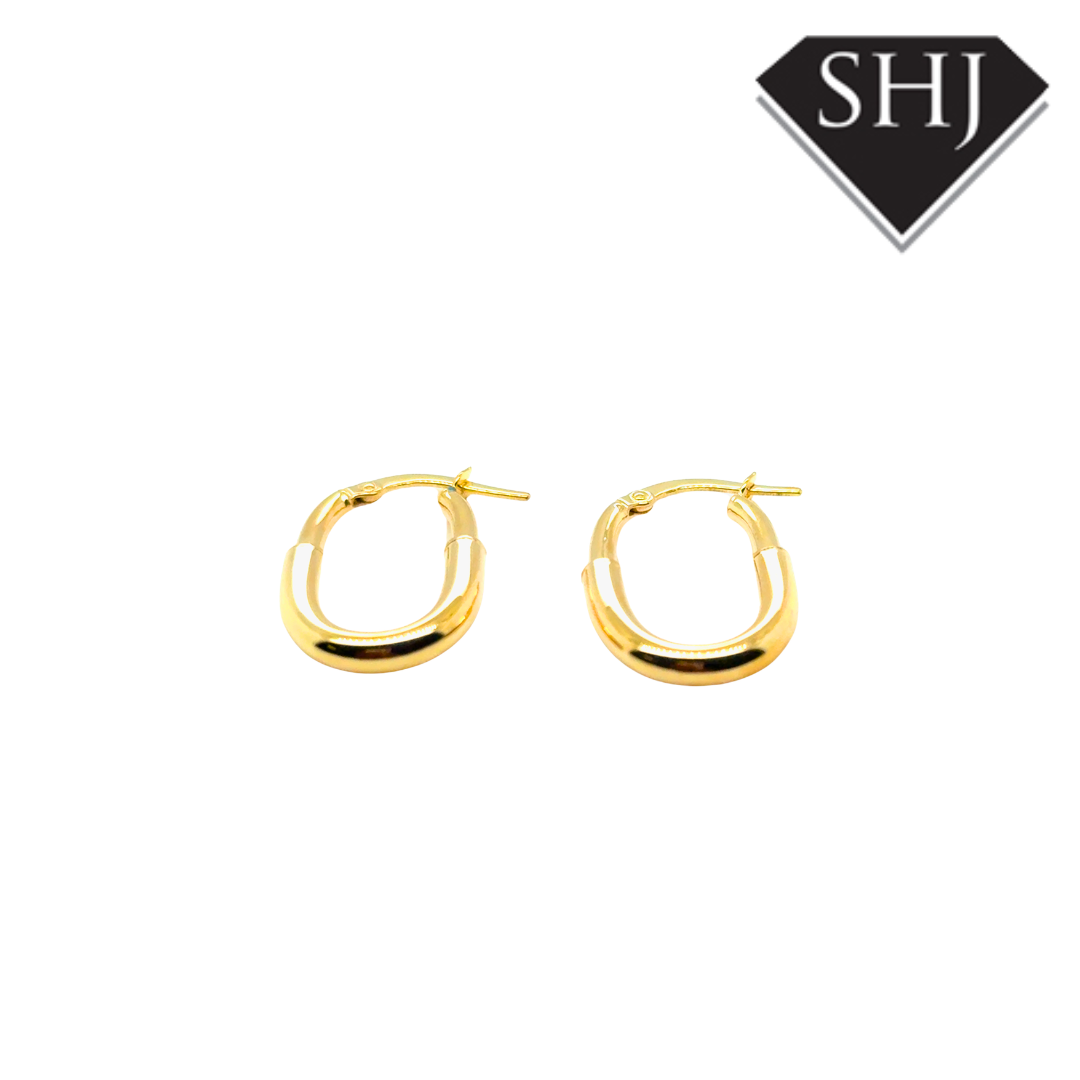 9ct Yellow Gold Oval Hoop Earrings