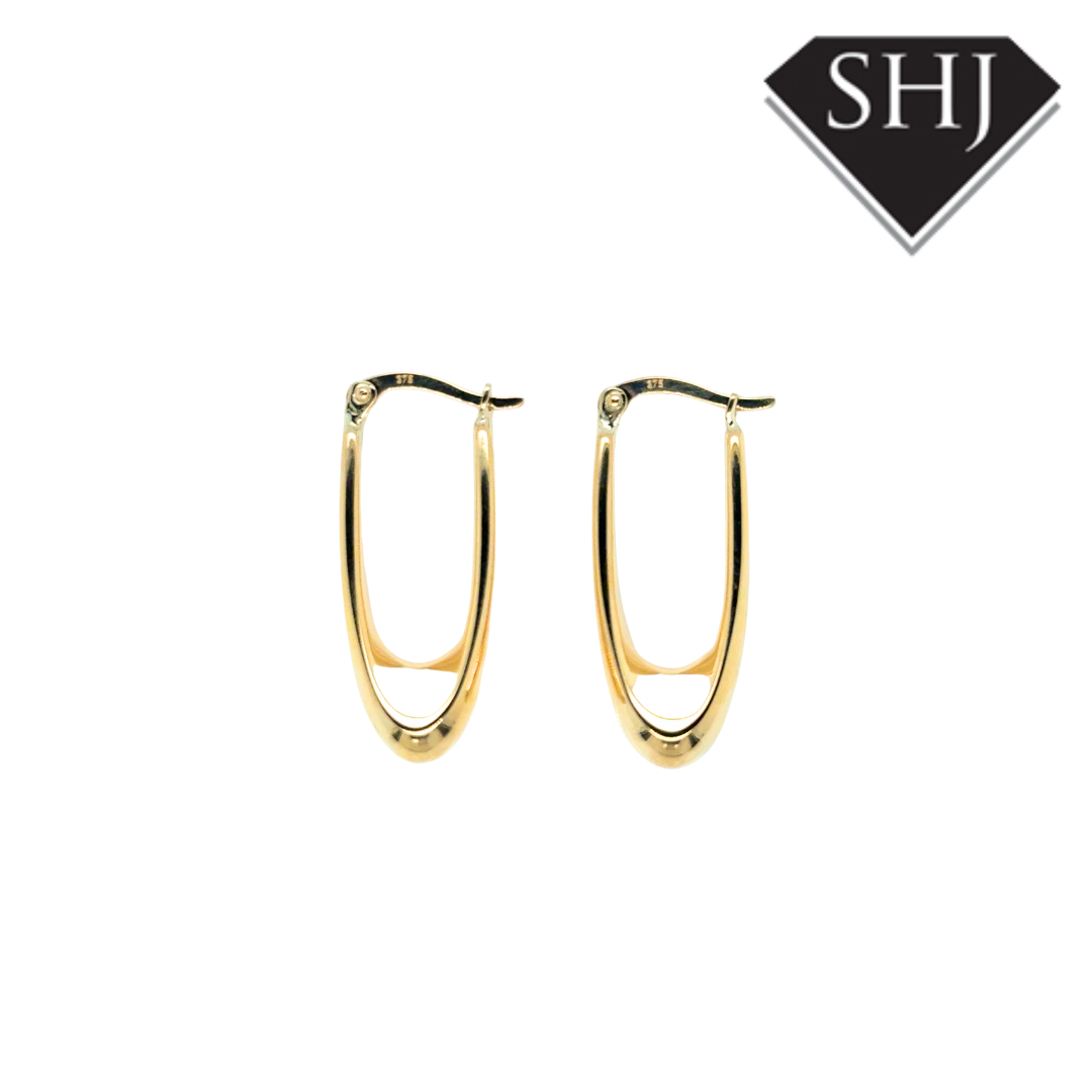 9ct Yellow Gold Racetrack Hoop Earrings