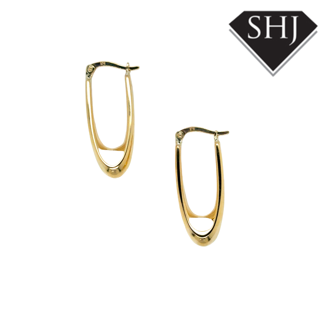 9ct Yellow Gold Racetrack Hoop Earrings