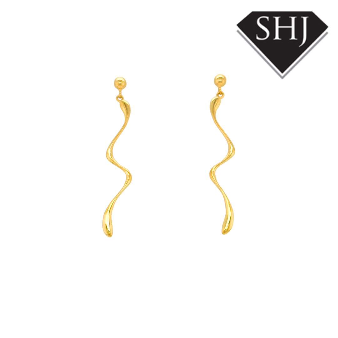 9ct Yellow Gold Snake Drop Earrings