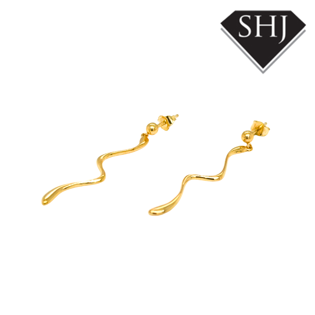 9ct Yellow Gold Snake Drop Earrings