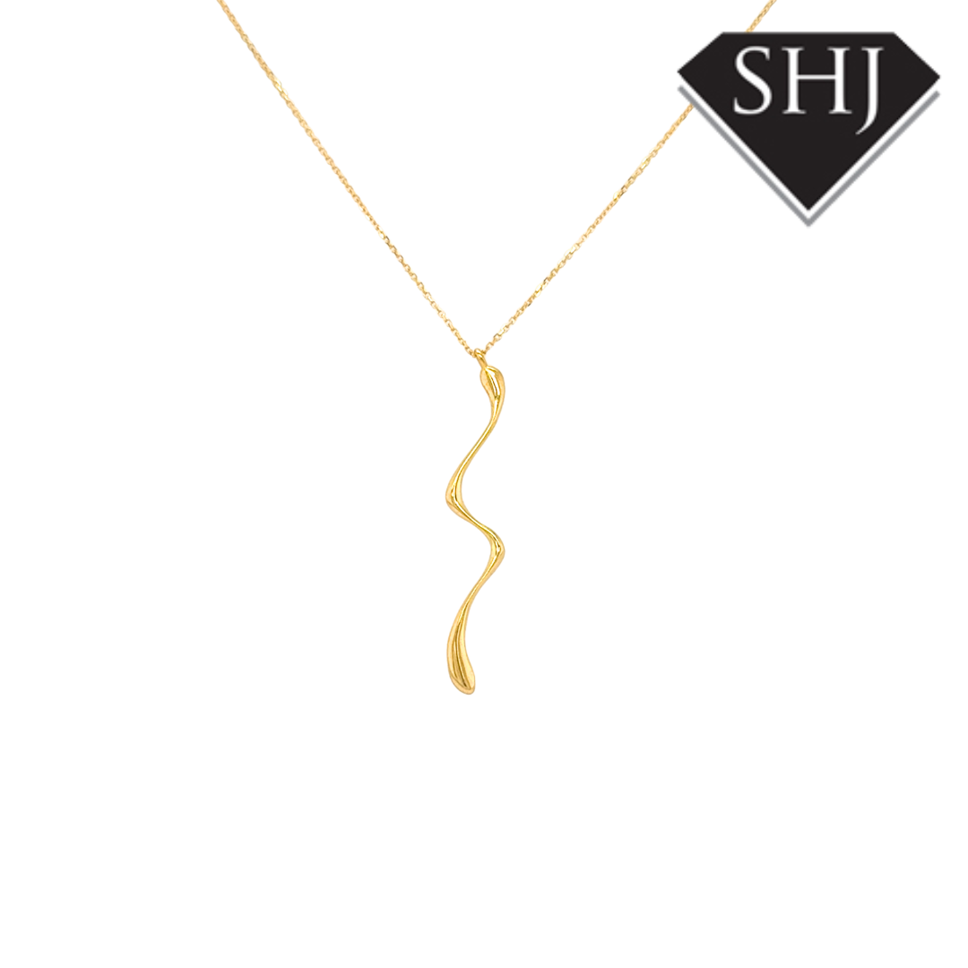 9ct Yellow Gold Snake Drop Pendant & Chain