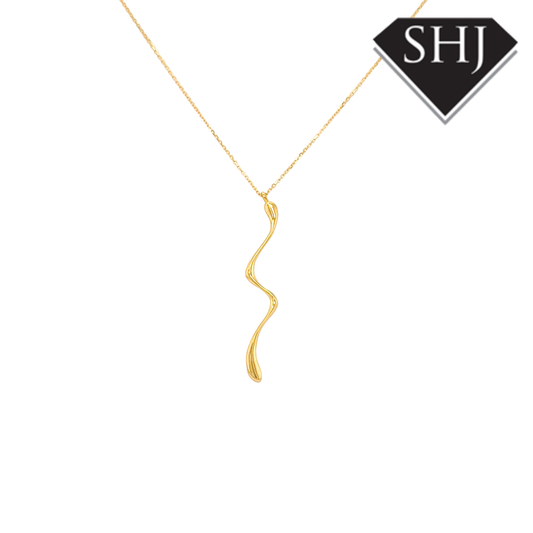 9ct Yellow Gold Snake Drop Pendant & Chain
