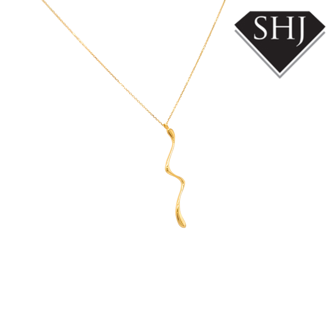 9ct Yellow Gold Snake Drop Pendant & Chain