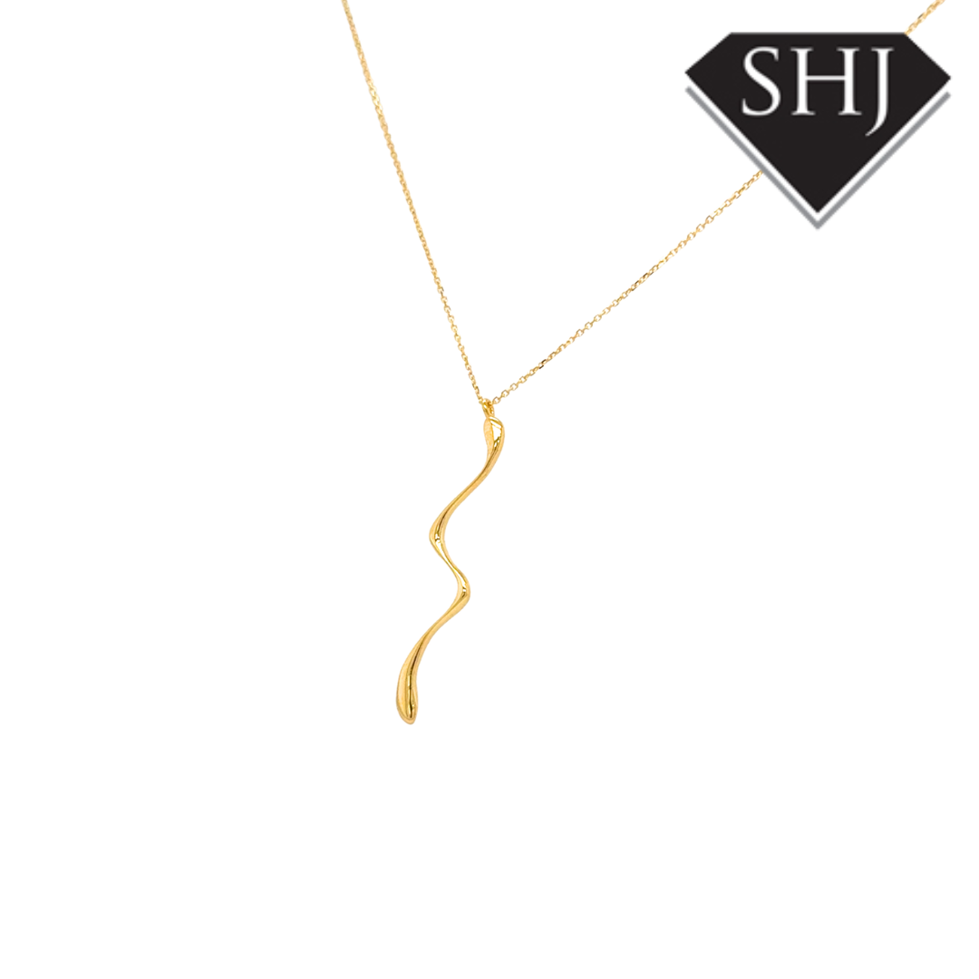 9ct Yellow Gold Snake Drop Pendant & Chain