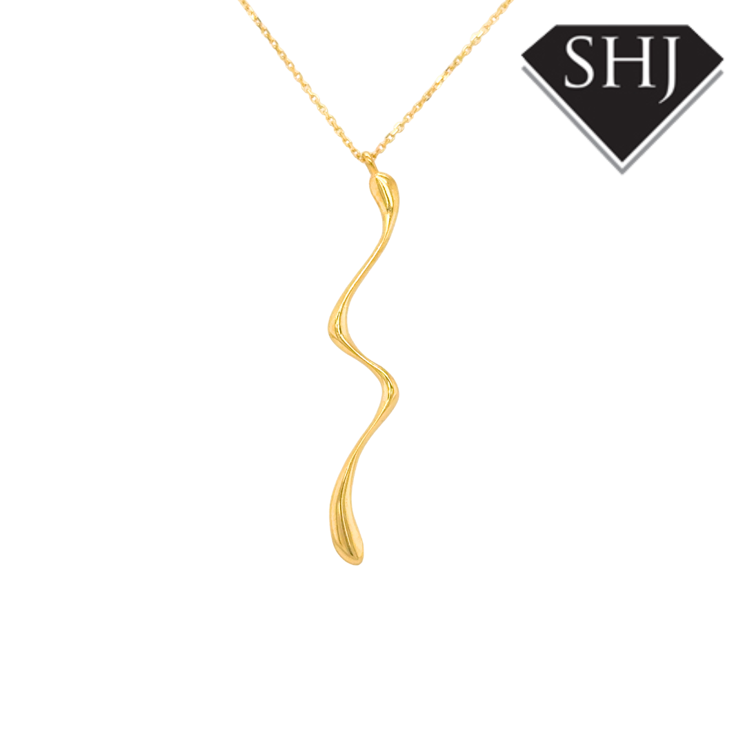 9ct Yellow Gold Snake Drop Pendant & Chain