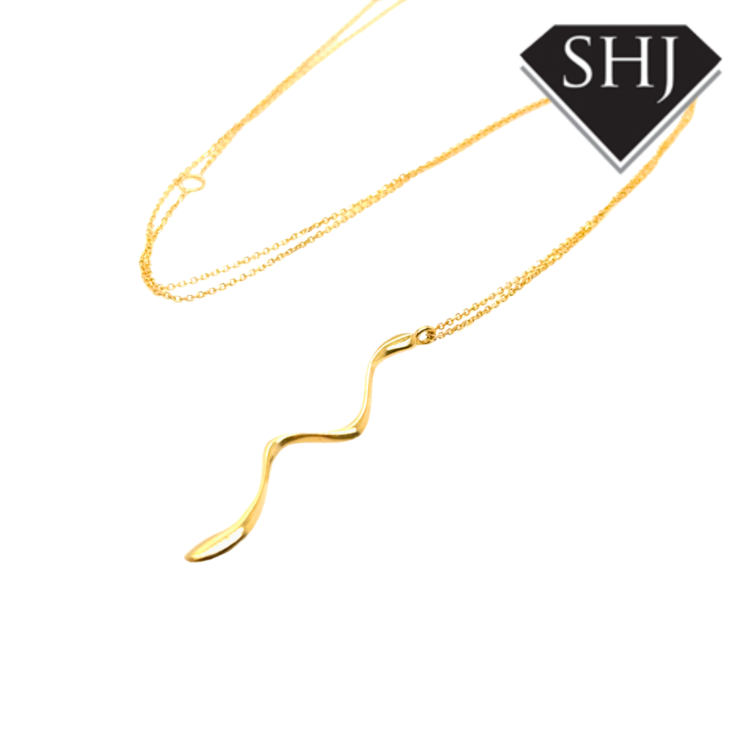9ct Yellow Gold Snake Drop Pendant & Chain