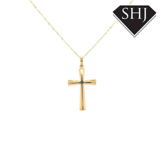 9ct Yellow Gold Cross Pendant & Chain