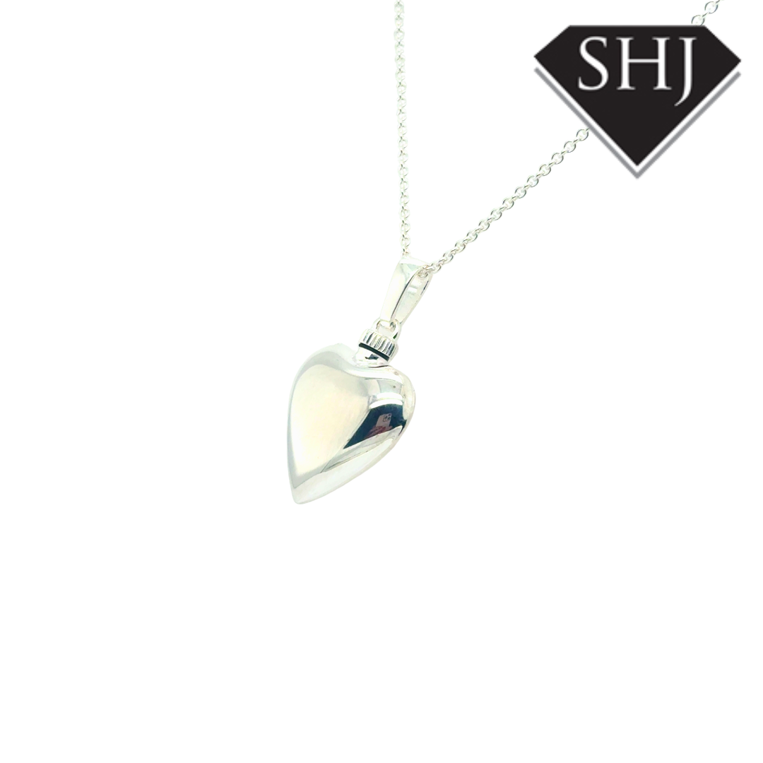 Silver Puffer Bottle Heart Pendant & Chain