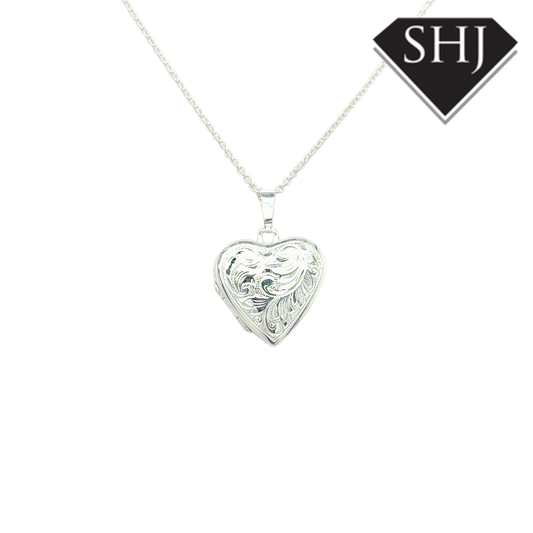 Silver Heart Engraved Locket