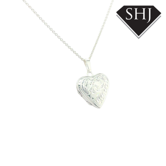 Silver Heart Engraved Locket