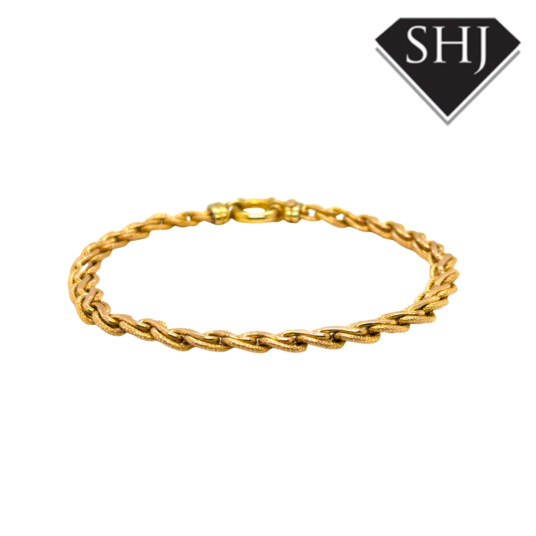 9ct Yellow Gold Fancy Rope Chain Bracelet