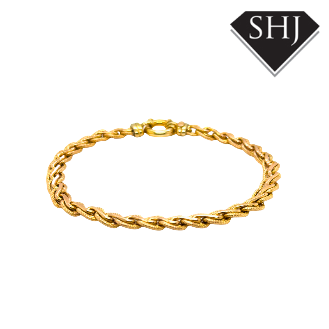 9ct Yellow Gold Fancy Rope Chain Bracelet