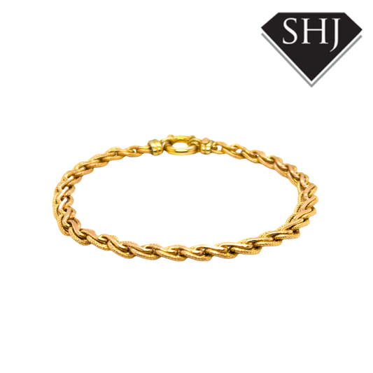 9ct Yellow Gold Fancy Rope Chain Bracelet
