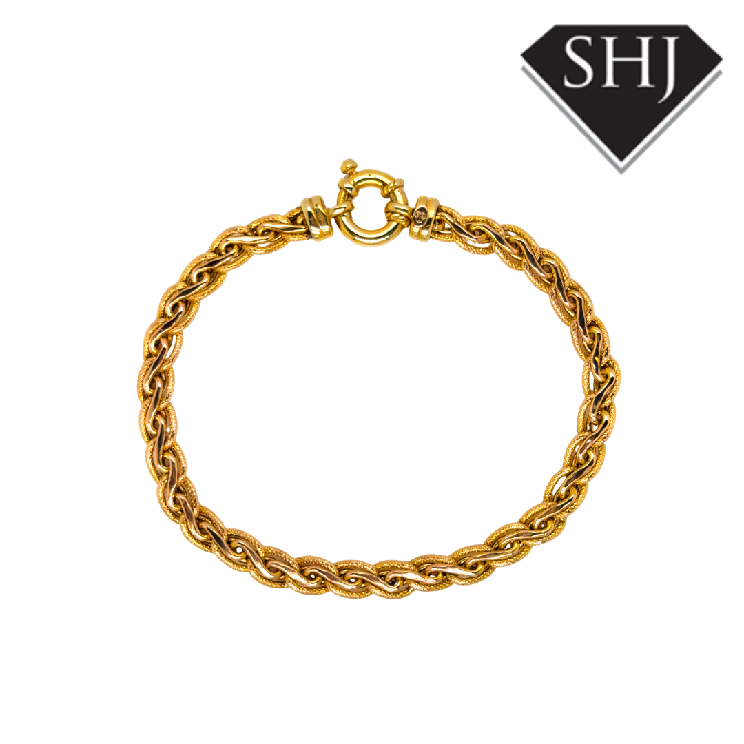 9ct Yellow Gold Fancy Rope Chain Bracelet