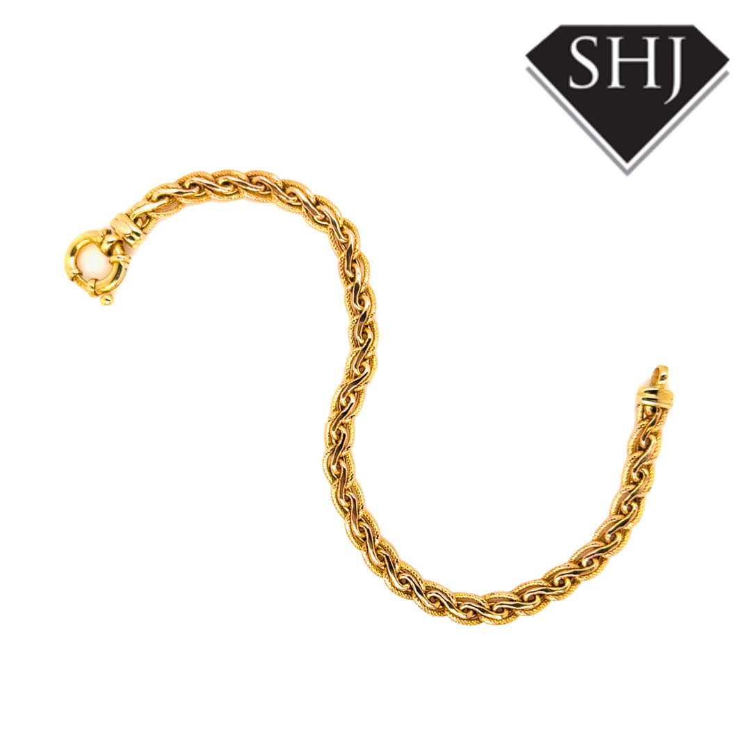 9ct Yellow Gold Fancy Rope Chain Bracelet