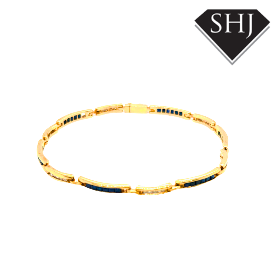 9ct Yellow Gold Sapphire and Diamond Bracelet