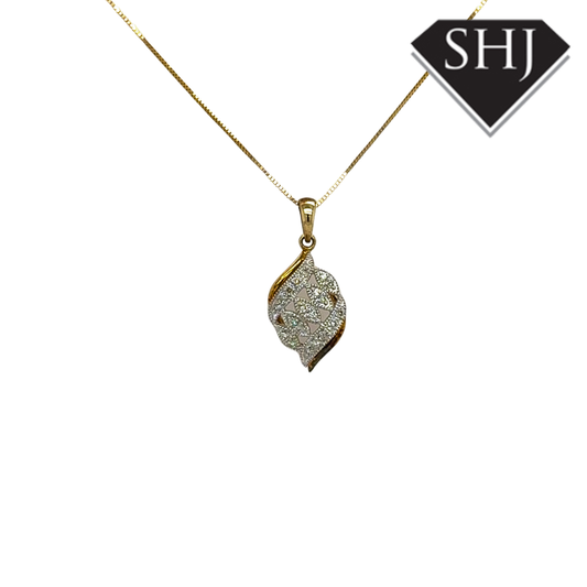 9ct Yellow Gold 0.25ct Diamond Set Pendant & Chain