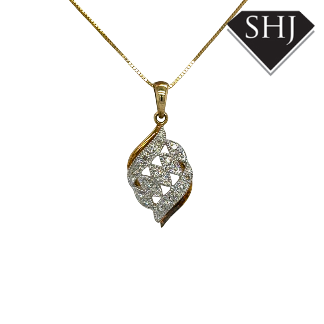 9ct Yellow Gold 0.25ct Diamond Set Pendant & Chain