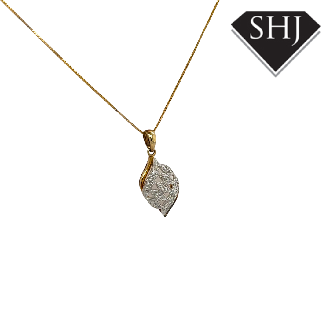 9ct Yellow Gold 0.25ct Diamond Set Pendant & Chain