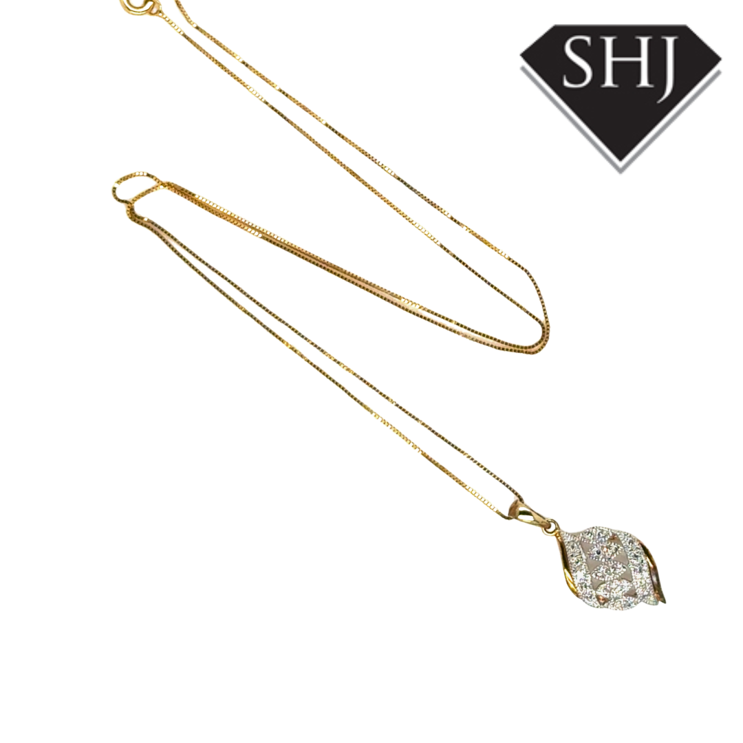 9ct Yellow Gold 0.25ct Diamond Set Pendant & Chain