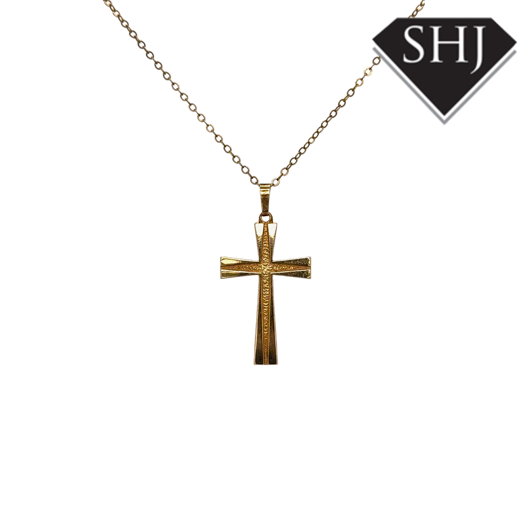 9ct Yellow Gold Cross Pendant & Chain