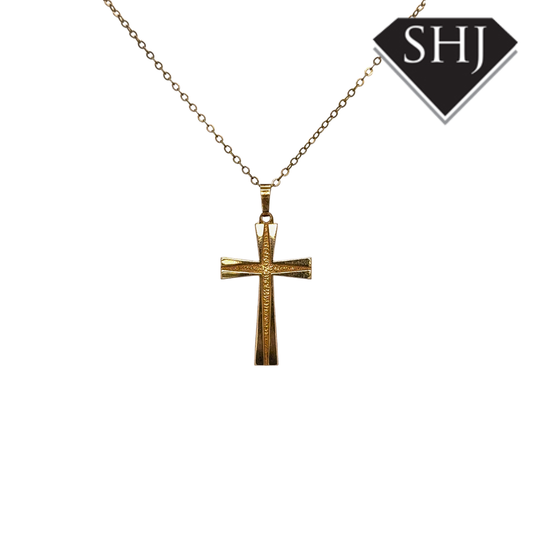 9ct Yellow Gold Cross Pendant & Chain