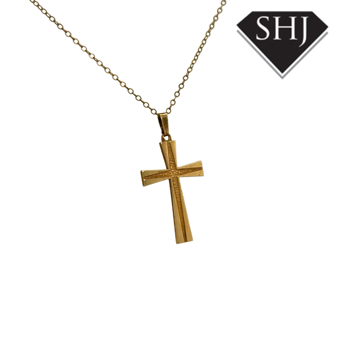 9ct Yellow Gold Cross Pendant & Chain