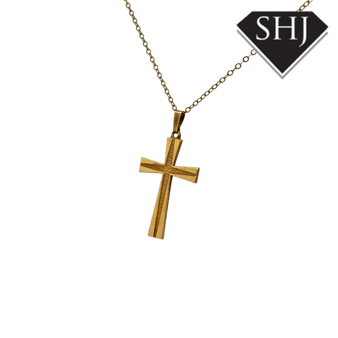 9ct Yellow Gold Cross Pendant & Chain