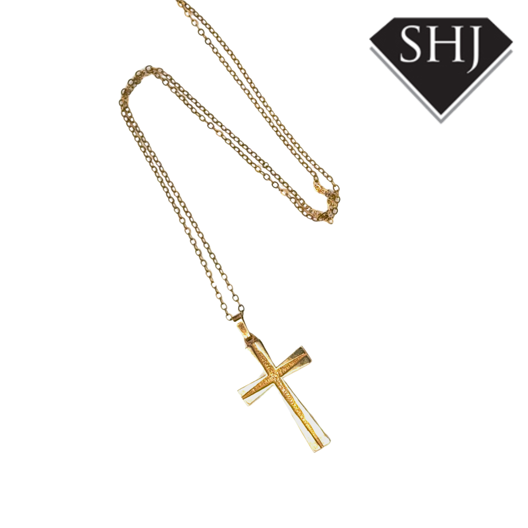 9ct Yellow Gold Cross Pendant & Chain