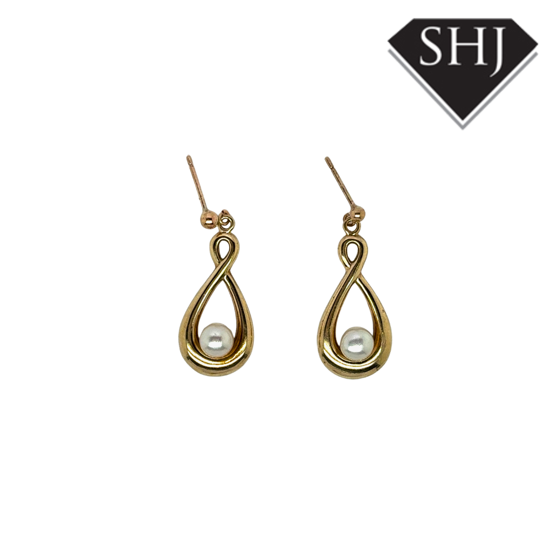 9ct Yellow Gold Pearl Drop Earrings