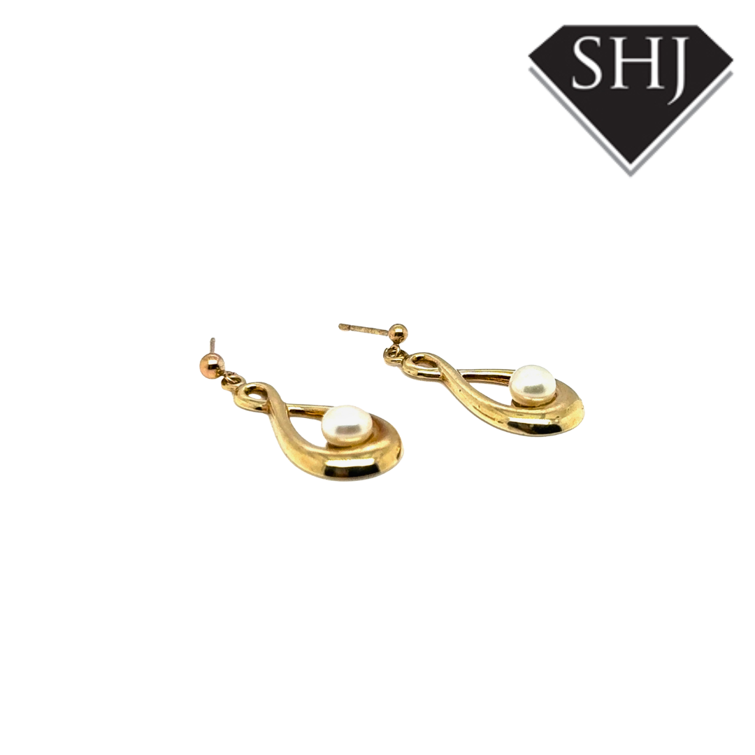 9ct Yellow Gold Pearl Drop Earrings