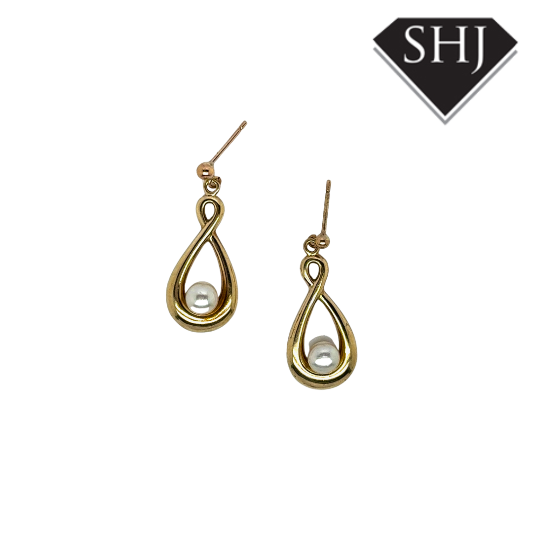 9ct Yellow Gold Pearl Drop Earrings