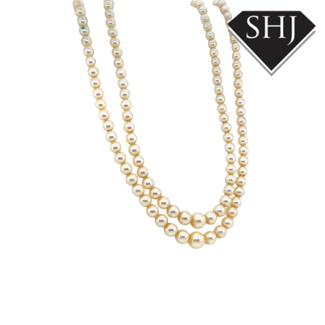 9ct White Gold Double Graduated Pearl Necklace
