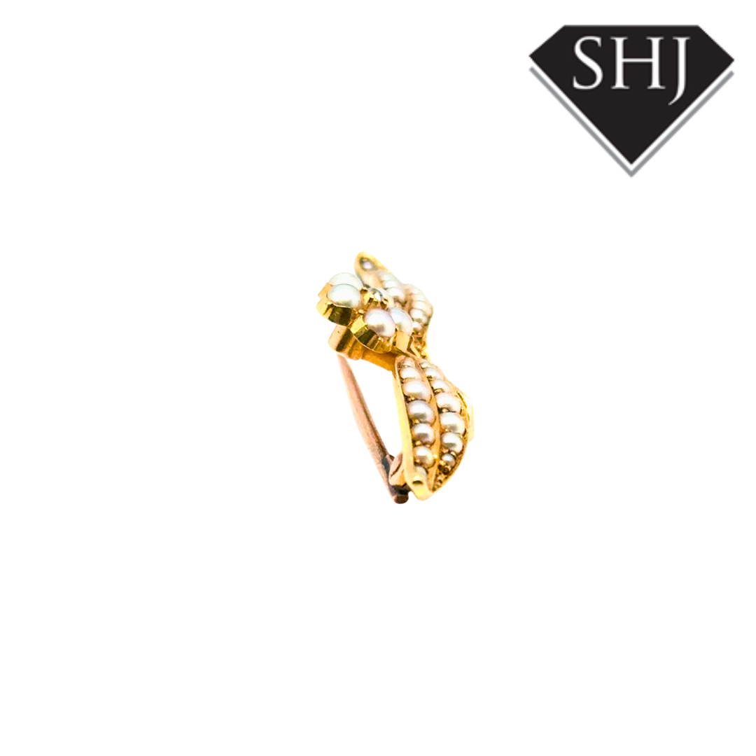 9ct Yellow Gold Pearl Brooch