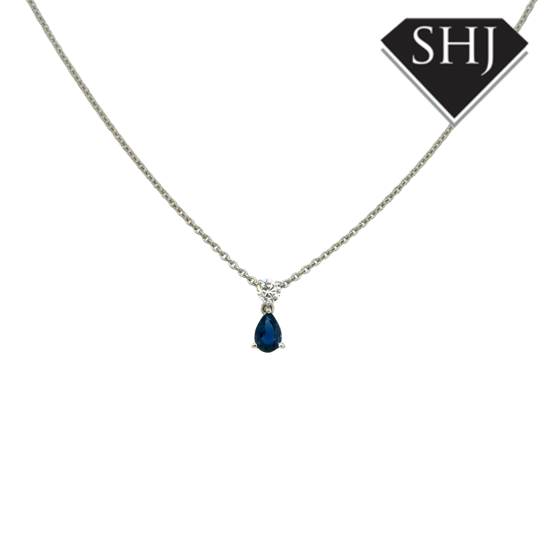 18ct White Gold Sapphire & Diamond Pendant