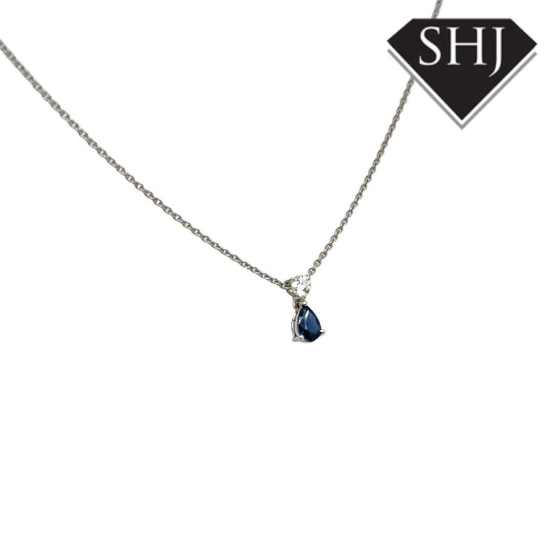 18ct White Gold Sapphire & Diamond Pendant