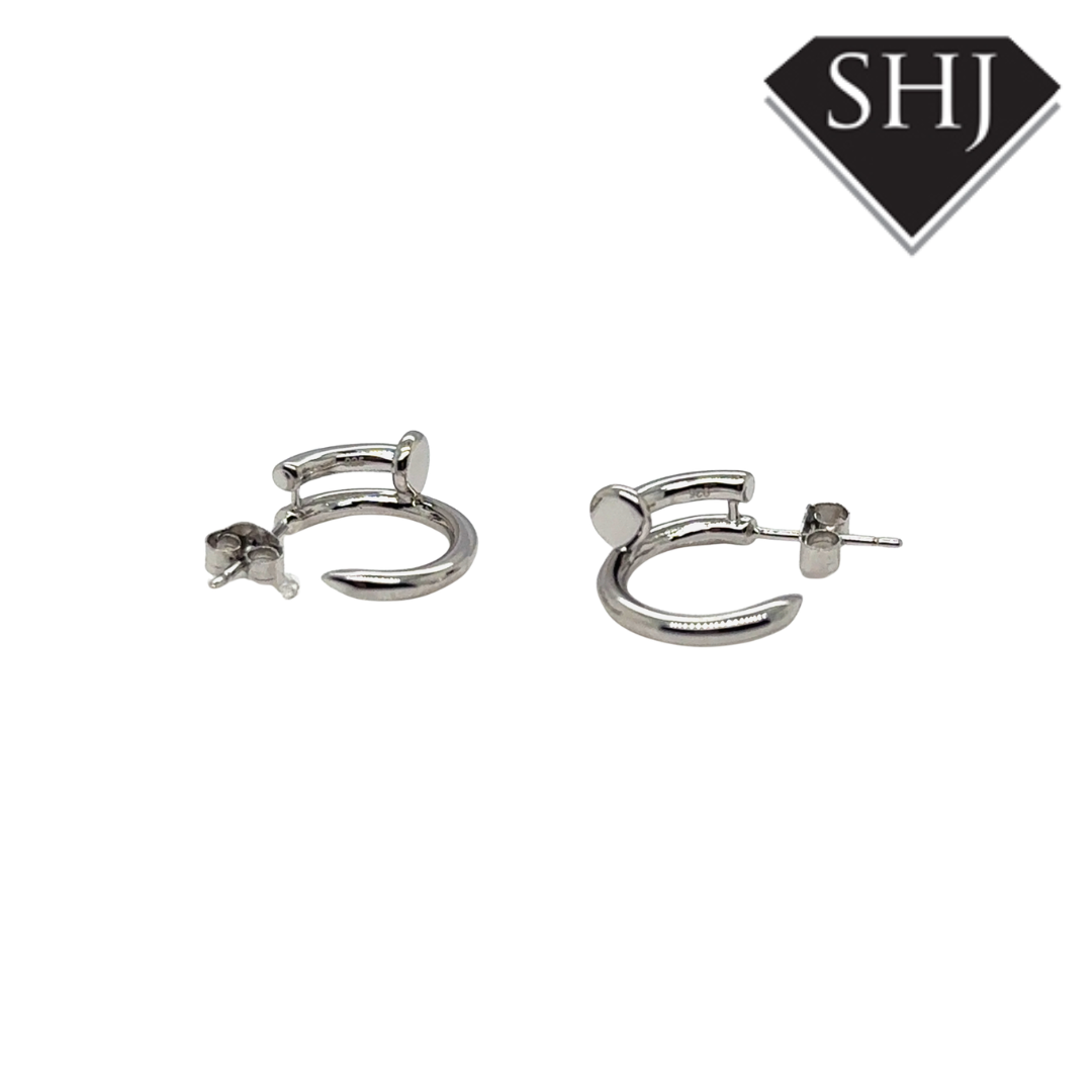 Silver Nail Hoop Earrings