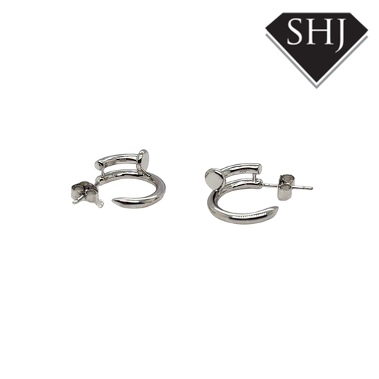 Silver Nail Hoop Earrings