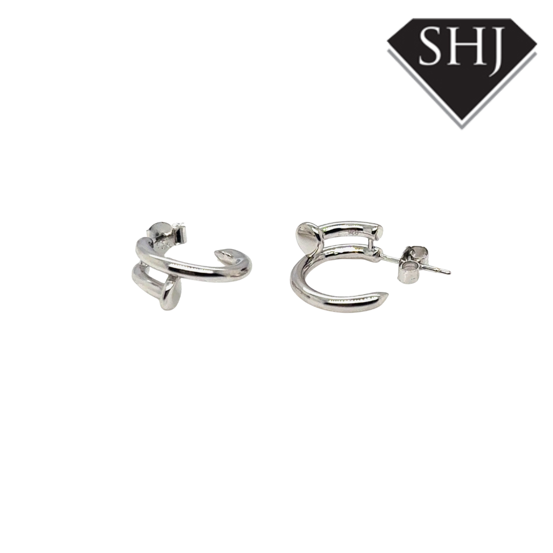 Silver Nail Hoop Earrings